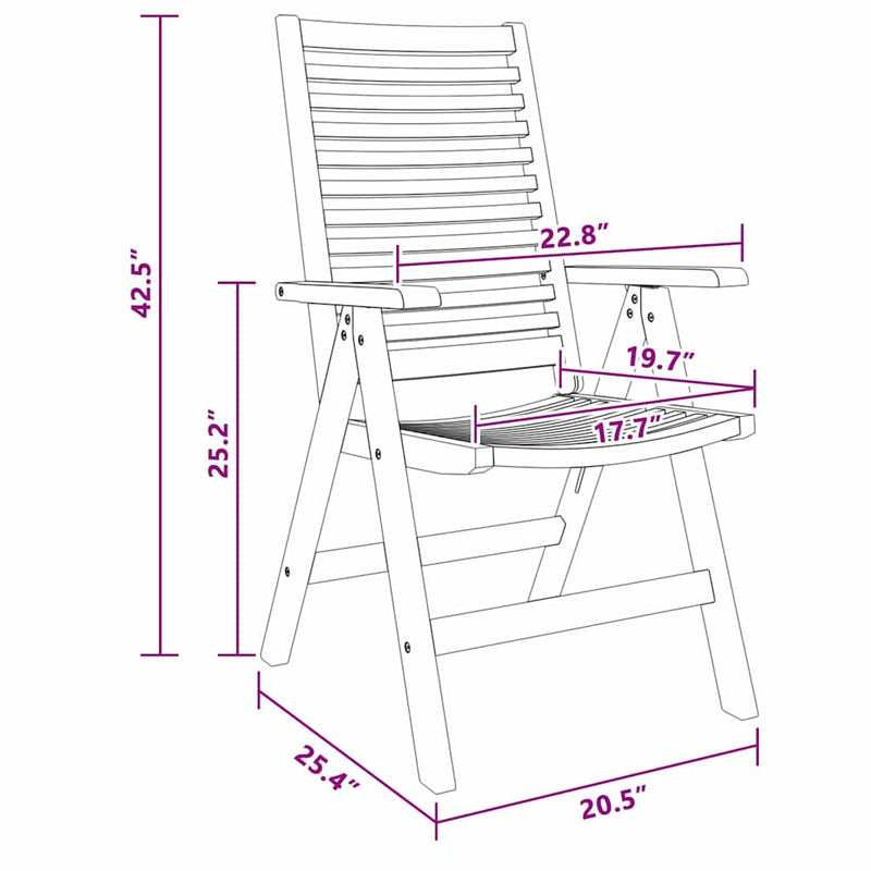 vidaXL Kerti székek 2 pcs Barna 52 x 64.5 x 108 cm Tömör akácfa
