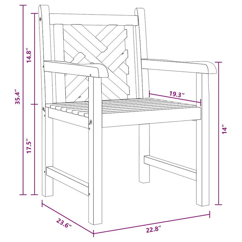 vidaXL Kerti székek 2 pcs Barna 58 x 60 x 90 cm Tömör tíkfa