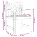 vidaXL Kerti Szék 2 pcs 60 x 58 x 90 cm Tömör Teakfa