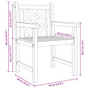 vidaXL Kerti székek 2 pcs Barna 58 x 60 x 90 cm Tömör tíkfa