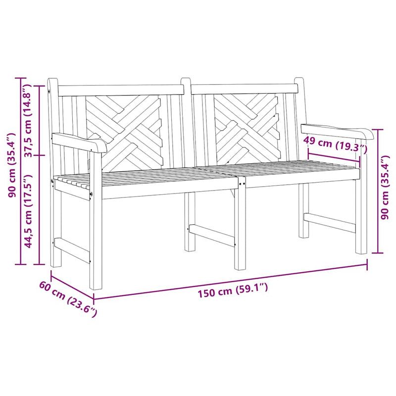 vidaXL Kerti pad Barna 150 x 60 x 90 cm Tömör tíkfa