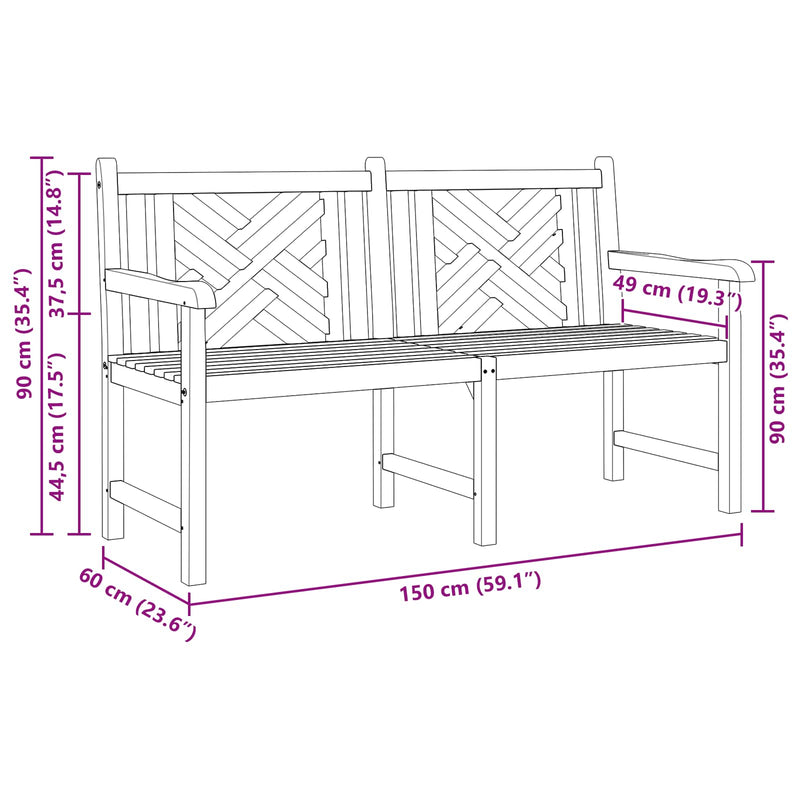 vidaXL Kerti pad Barna 150 x 60 x 90 cm Tömör tíkfa