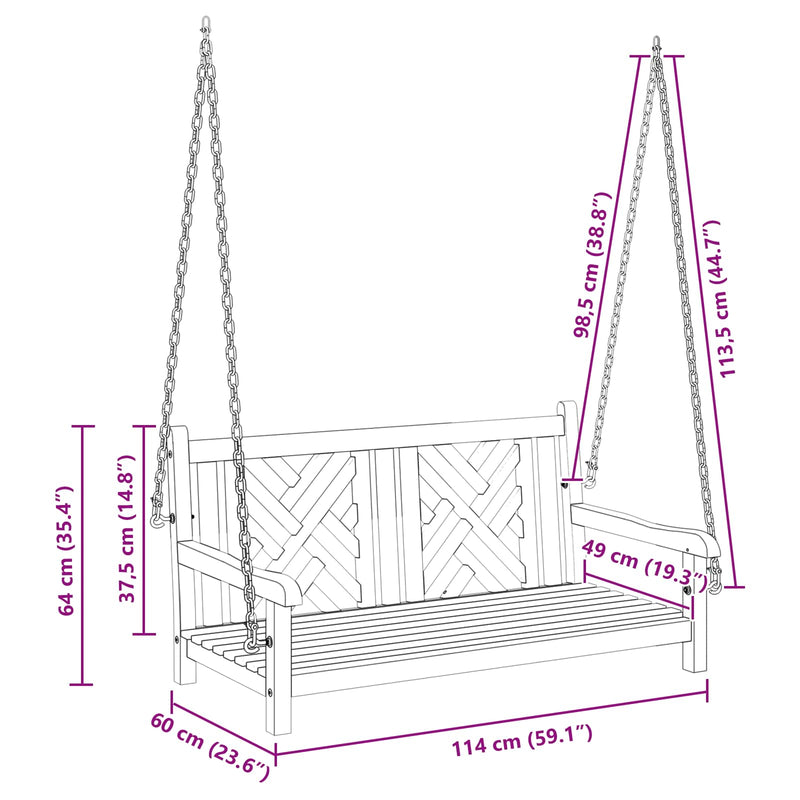 vidaXL Hinta Pad Egyéb Barna 114 x 60 x 64 cm Tömör tíkfa