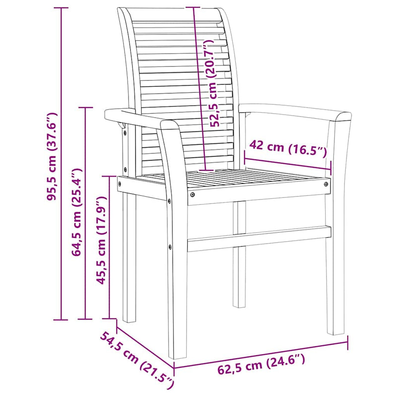 vidaXL Összecsukható Kerti Szék Barna 62.5 x 54.5 x 95.5 cm