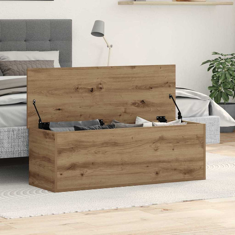 vidaXL Tároló Doboz tárolóval kézműves tölgy 102 x 35 x 35 cm Faanyag