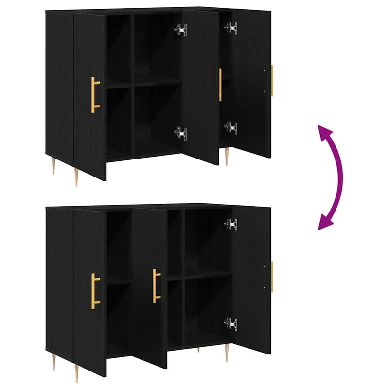 vidaXL Széf Musta tammi 90 x 34 x 80 cm Faanyag