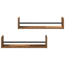 vidaXL Falpolc polcokkal 2 pcs Régi fa 60 x 16 x 14 cm Faanyag