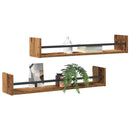 vidaXL Falpolc Falra szerelhető 2 pcs Öreg fa 80 x 16 x 14 cm