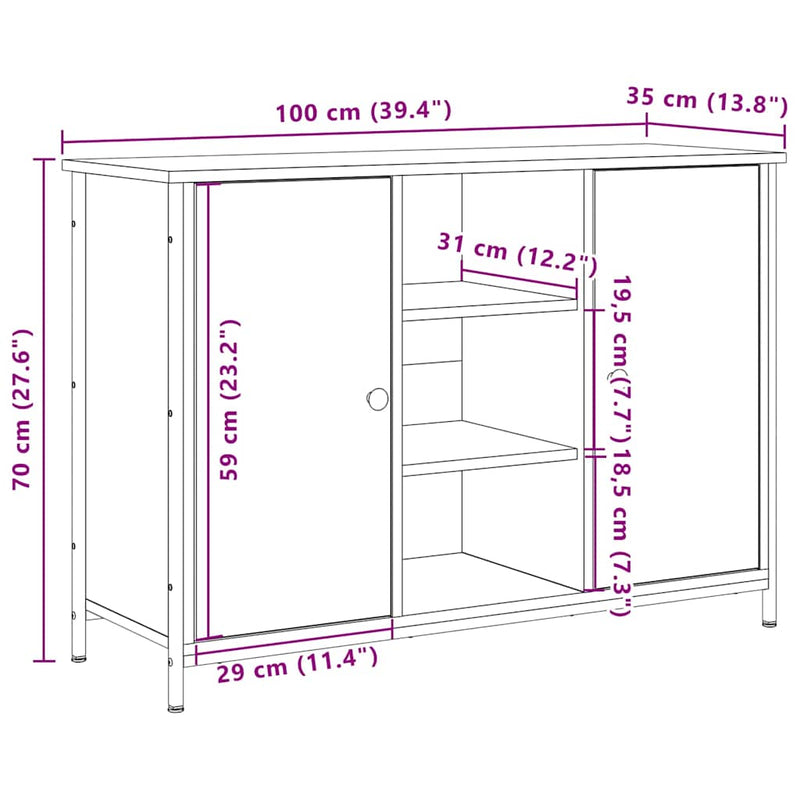 vidaXL Széf kézműves tölgy 100 x 35 x 70 cm Faanyag