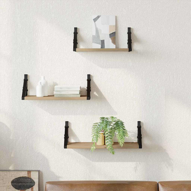 vidaXL Fali polc készlet 3 pcs kézműves tölgy 37 x 12 x 13 cm Faanyag