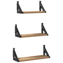 vidaXL Falpolc Falra szerelhető tárolóval 3 pcs Füstös tölgy