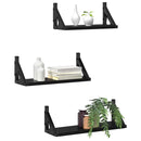 vidaXL Falpolc Falra szerelhető tárolóval 3 pcs Fekete tölgy
