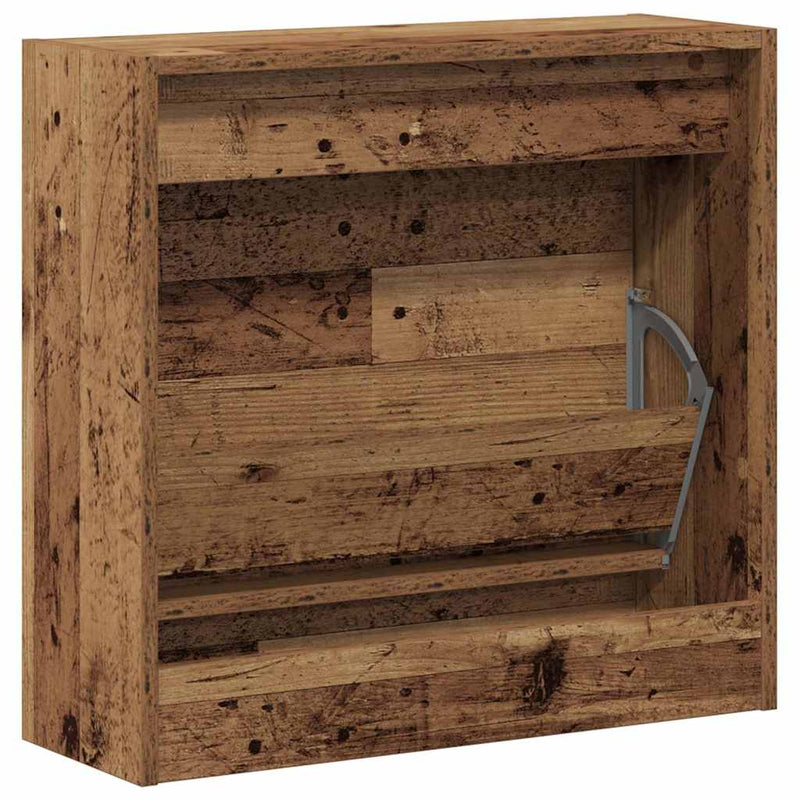 vidaXL Cipőszekrény tárolóval ajtóval Öreg fa 60 x 21 x 57 cm Faanyag