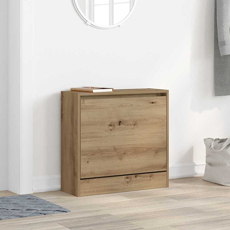 vidaXL Cipőszekrény tárolóval kézműves tölgy 60 x 21 x 57 cm Faanyag