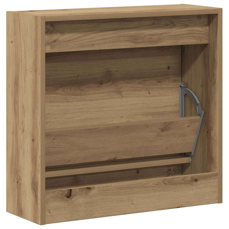 vidaXL Cipőszekrény tárolóval kézműves tölgy 60 x 21 x 57 cm Faanyag