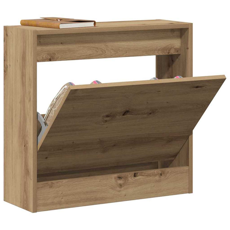 vidaXL Cipőszekrény tárolóval kézműves tölgy 60 x 21 x 57 cm Faanyag