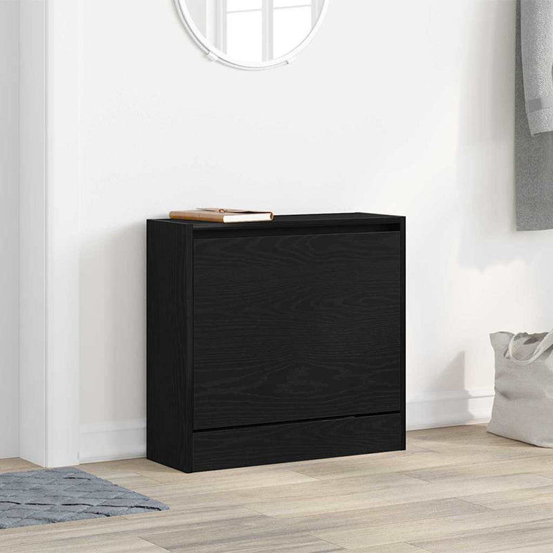 vidaXL Cipőszekrény tárolóval Musta tammi 60 x 21 x 57 cm Faanyag