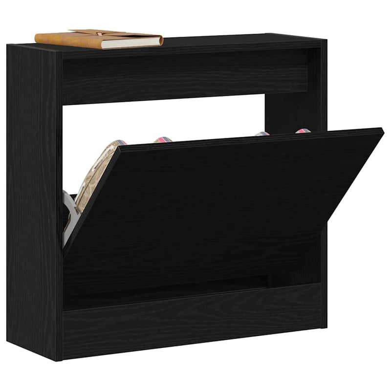 vidaXL Cipőszekrény tárolóval Musta tammi 60 x 21 x 57 cm Faanyag