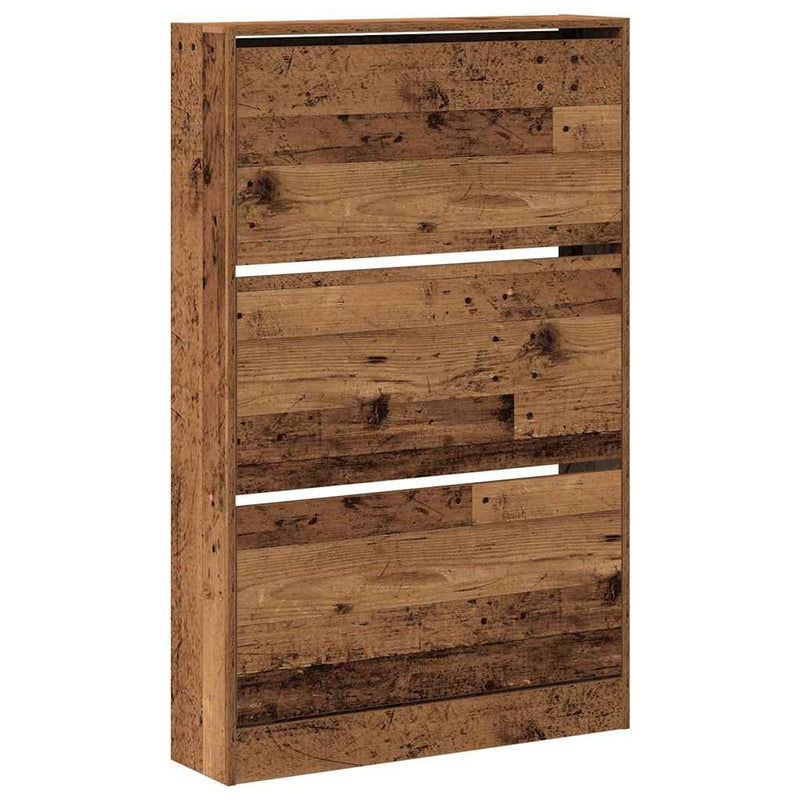 vidaXL Cipőszekrény tárolóval Régi fa 80 x 21 x 125.5 cm Faanyag