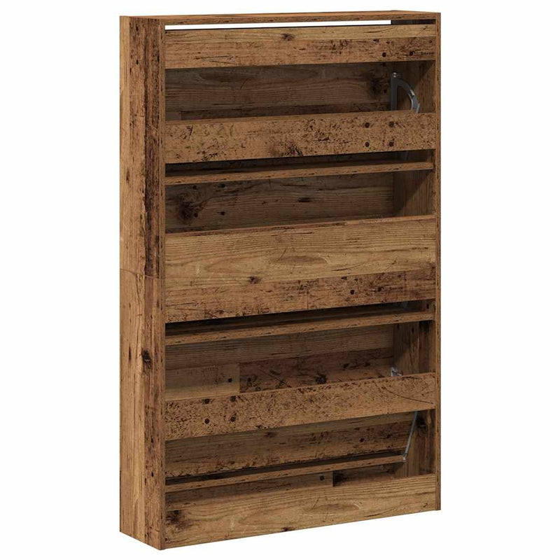 vidaXL Cipőszekrény tárolóval Régi fa 80 x 21 x 125.5 cm Faanyag