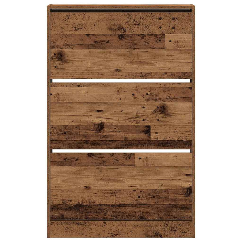 vidaXL Cipőszekrény tárolóval Régi fa 80 x 21 x 125.5 cm Faanyag