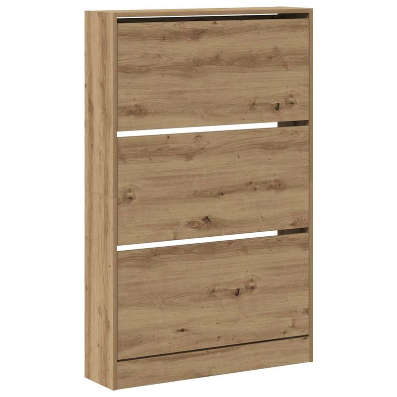 vidaXL Cipőszekrény ajtóval kézműves tölgy 80 x 21 x 125.5 cm Faanyag