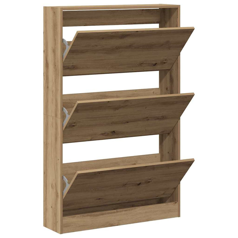 vidaXL Cipőszekrény ajtóval kézműves tölgy 80 x 21 x 125.5 cm Faanyag