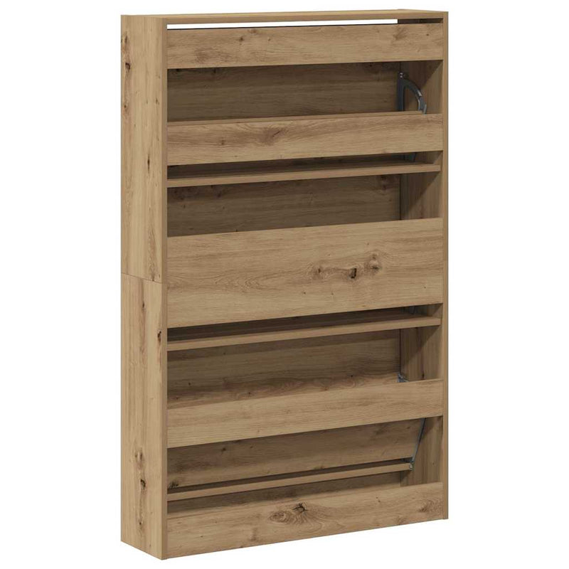 vidaXL Cipőszekrény ajtóval kézműves tölgy 80 x 21 x 125.5 cm Faanyag