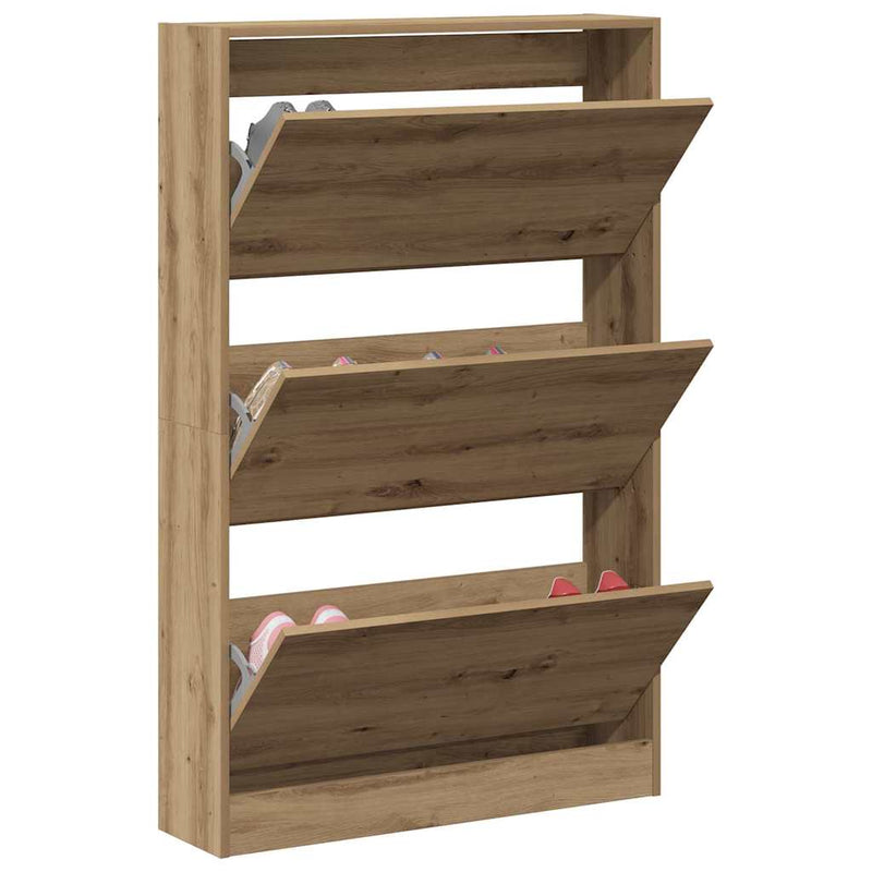 vidaXL Cipőszekrény ajtóval kézműves tölgy 80 x 21 x 125.5 cm Faanyag