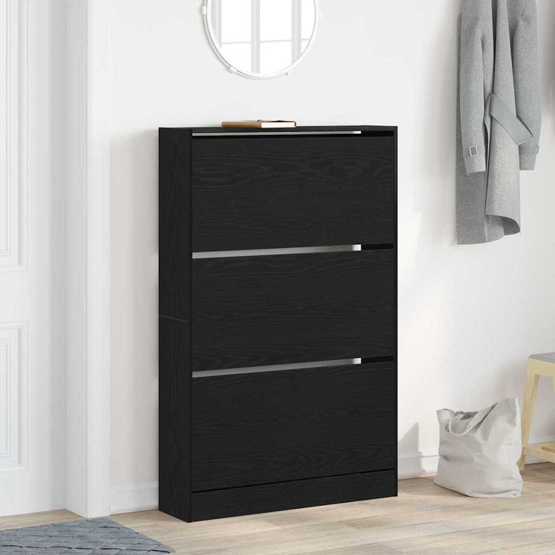 vidaXL Cipőszekrény tárolóval Musta tammi 80 x 21 x 125.5 cm Faanyag