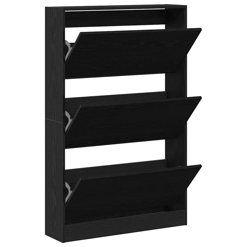vidaXL Cipőszekrény tárolóval Musta tammi 80 x 21 x 125.5 cm Faanyag