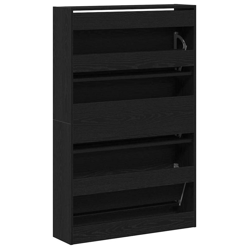 vidaXL Cipőszekrény tárolóval Musta tammi 80 x 21 x 125.5 cm Faanyag