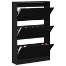 vidaXL Cipőszekrény polcokkal Fekete tölgy 80 x 21 x 125,5 cm Faanyag