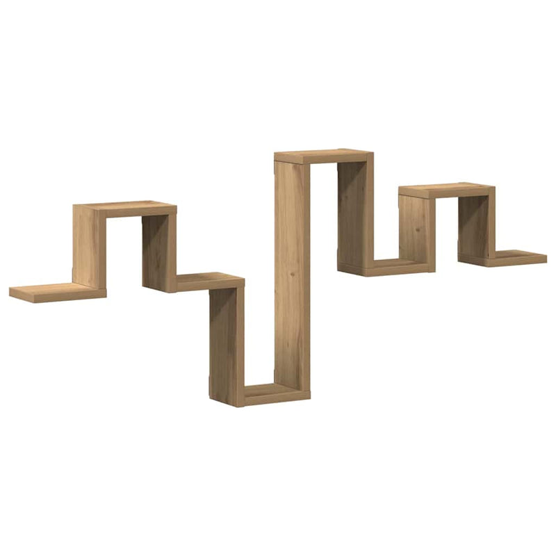 vidaXL Falpolc polcokkal kézműves tölgy 104,5 x 10 x 43 cm Faanyag