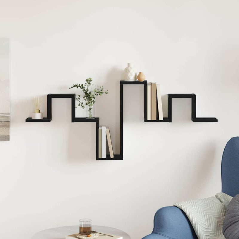 vidaXL Falpolc polcokkal Musta tammi 104,5 x 10 x 43 cm Faanyag