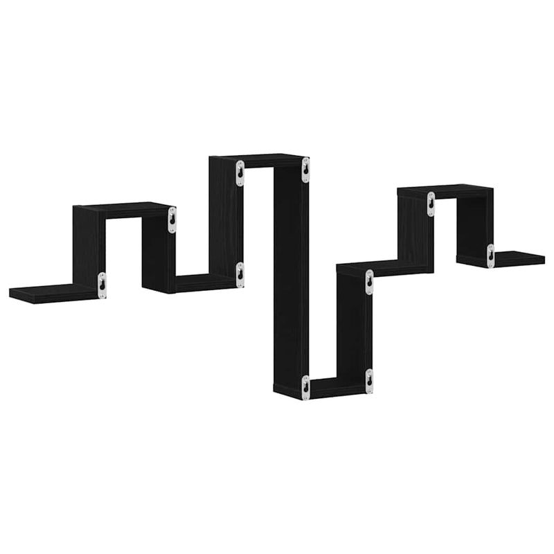 vidaXL Falpolc polcokkal Musta tammi 104,5 x 10 x 43 cm Faanyag