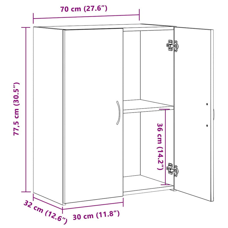 vidaXL Irodai szekrény polcokkal Musta tammi 60 x 32 x 77.5 Faanyag