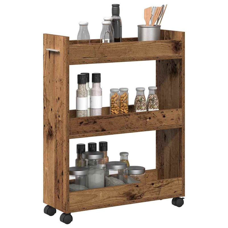 vidaXL Cabinet kerékkel Régi fa 60 x 22 x 79 cm Faanyag