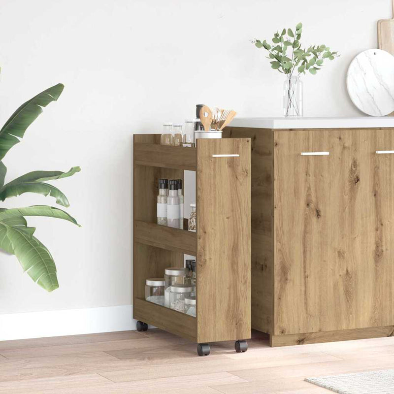 vidaXL Cabinet kerékkel kézműves tölgy 60 x 22 x 79 cm Faanyag