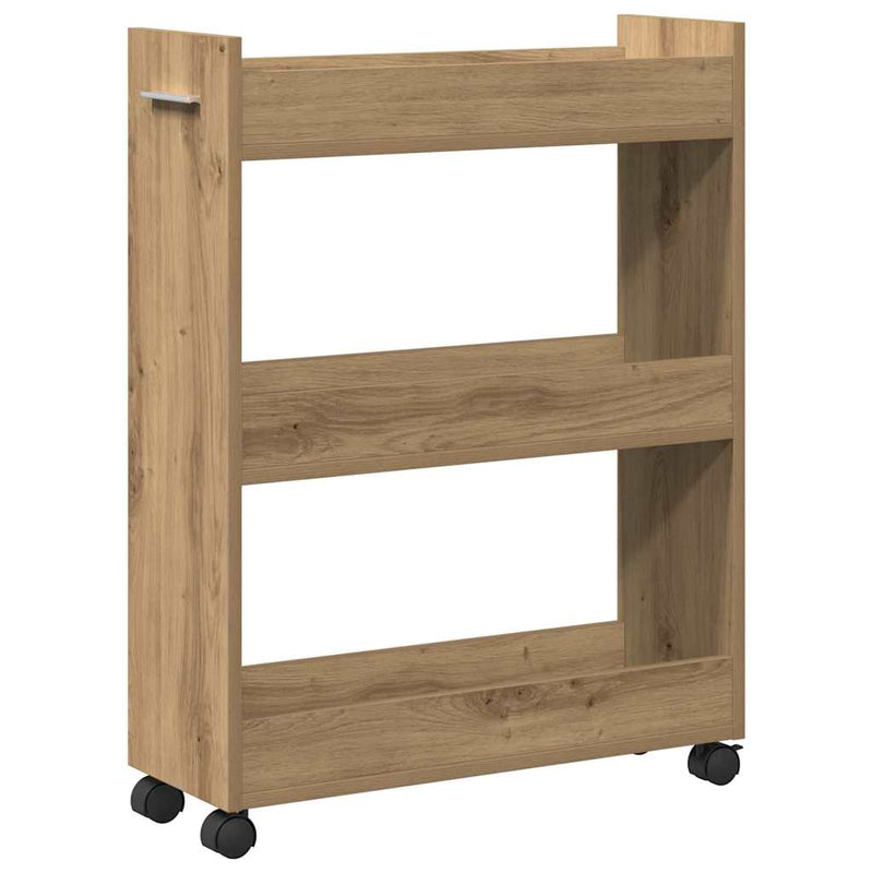 vidaXL Cabinet kerékkel kézműves tölgy 60 x 22 x 79 cm Faanyag