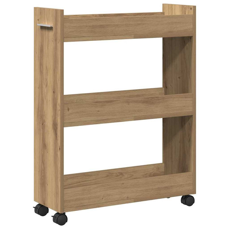 vidaXL Cabinet kerékkel kézműves tölgy 60 x 22 x 79 cm Faanyag