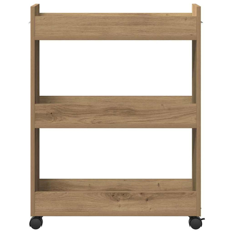 vidaXL Cabinet kerékkel kézműves tölgy 60 x 22 x 79 cm Faanyag