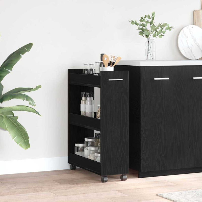 vidaXL Cabinet kerékkel Musta tammi 60 x 22 x 79 cm Faanyag