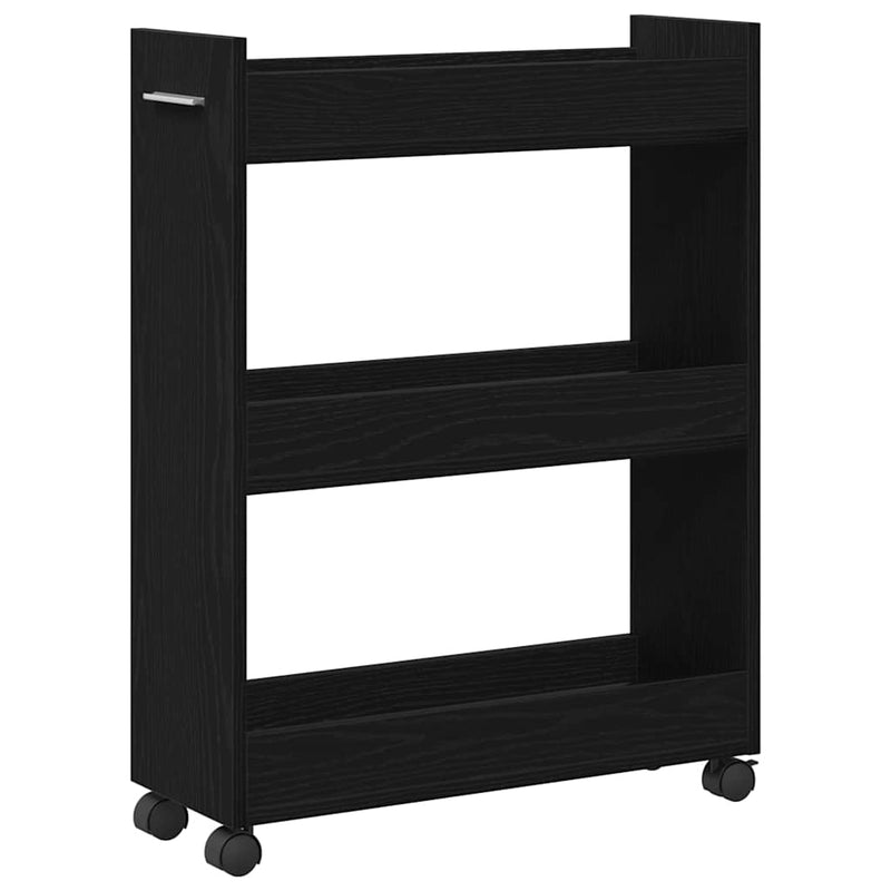 vidaXL Cabinet kerékkel Musta tammi 60 x 22 x 79 cm Faanyag