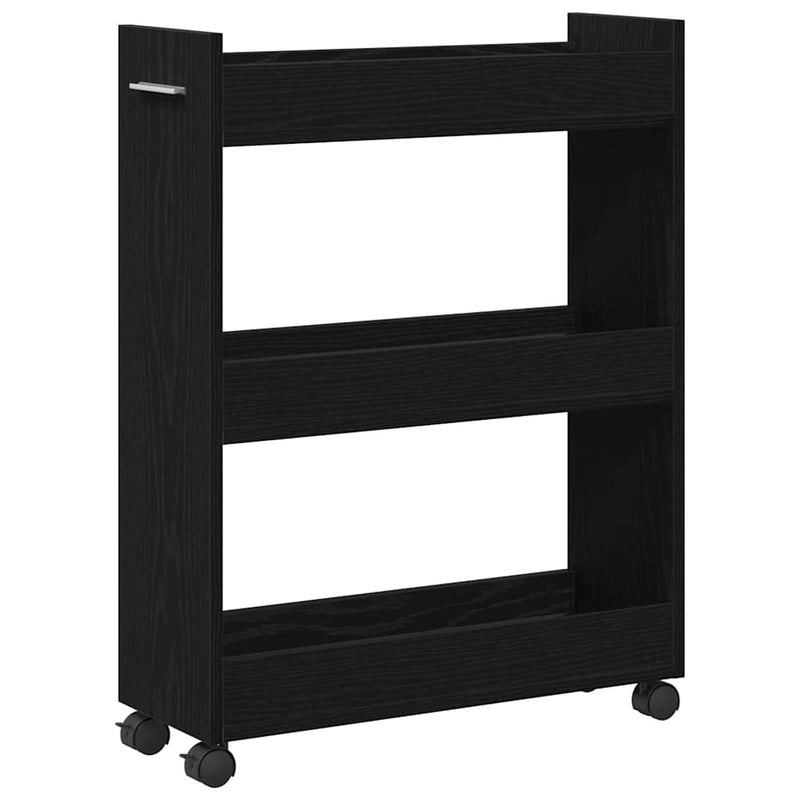 vidaXL Cabinet kerékkel Musta tammi 60 x 22 x 79 cm Faanyag