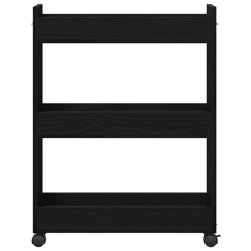 vidaXL Cabinet kerékkel Musta tammi 60 x 22 x 79 cm Faanyag