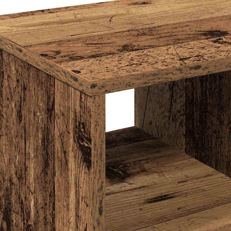 vidaXL Oldalasztal polcokkal kerékkel Régi fa 50 x 30 x 55 cm Faanyag