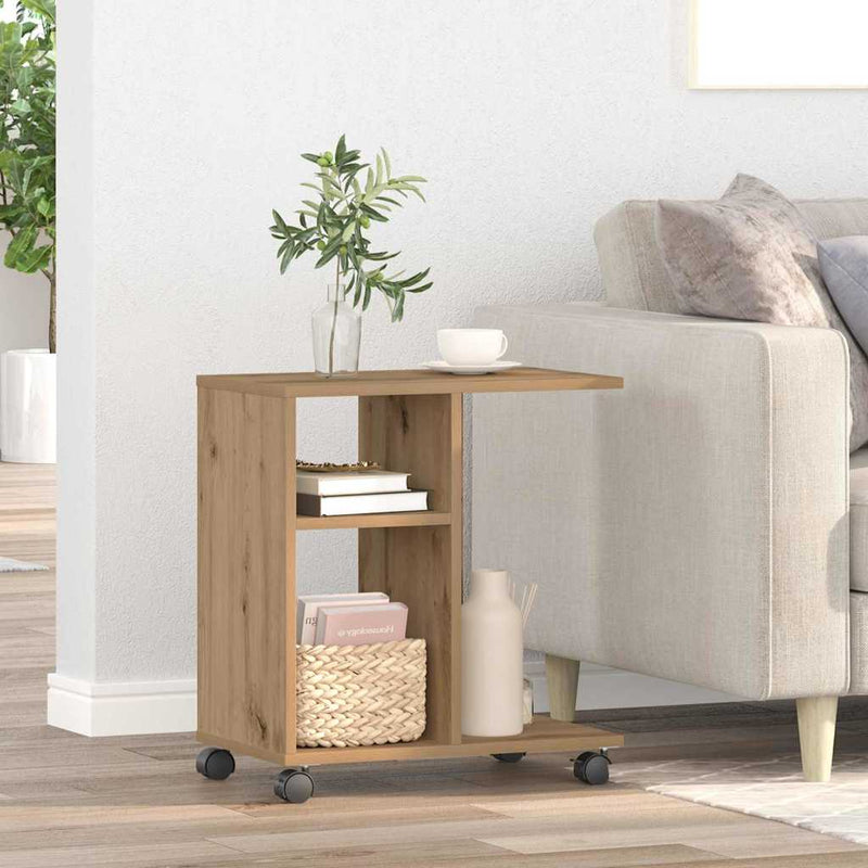 vidaXL Oldalasztal polcokkal kézműves tölgy 50 x 30 x 55 cm Faanyag