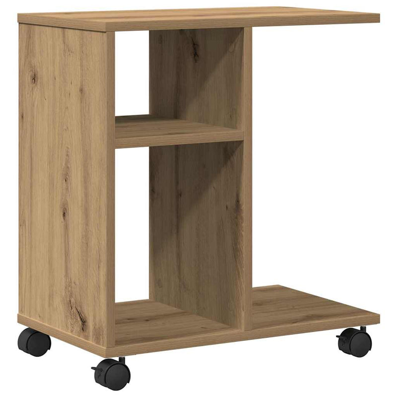 vidaXL Oldalasztal polcokkal kézműves tölgy 50 x 30 x 55 cm Faanyag