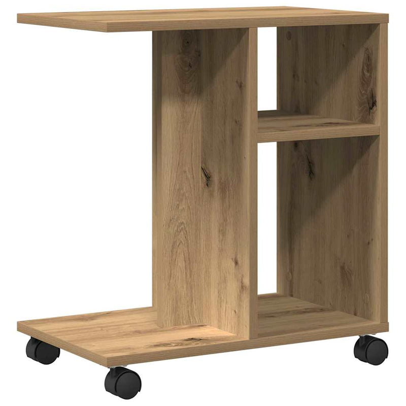 vidaXL Oldalasztal polcokkal kézműves tölgy 50 x 30 x 55 cm Faanyag